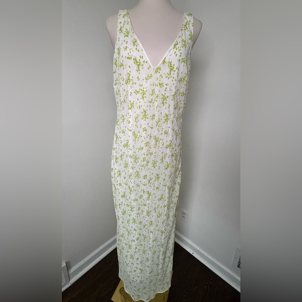 Forever 21 White and Green Floral Maxi Dress